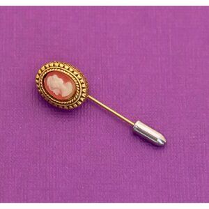 Vintage Victorian Cameo Gold Tone Stick Pin - Q9